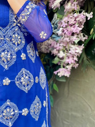 Gauhar Georgette Gota Patti Kurti