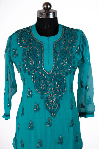 Mahira Georgette Gota Patti Kurti