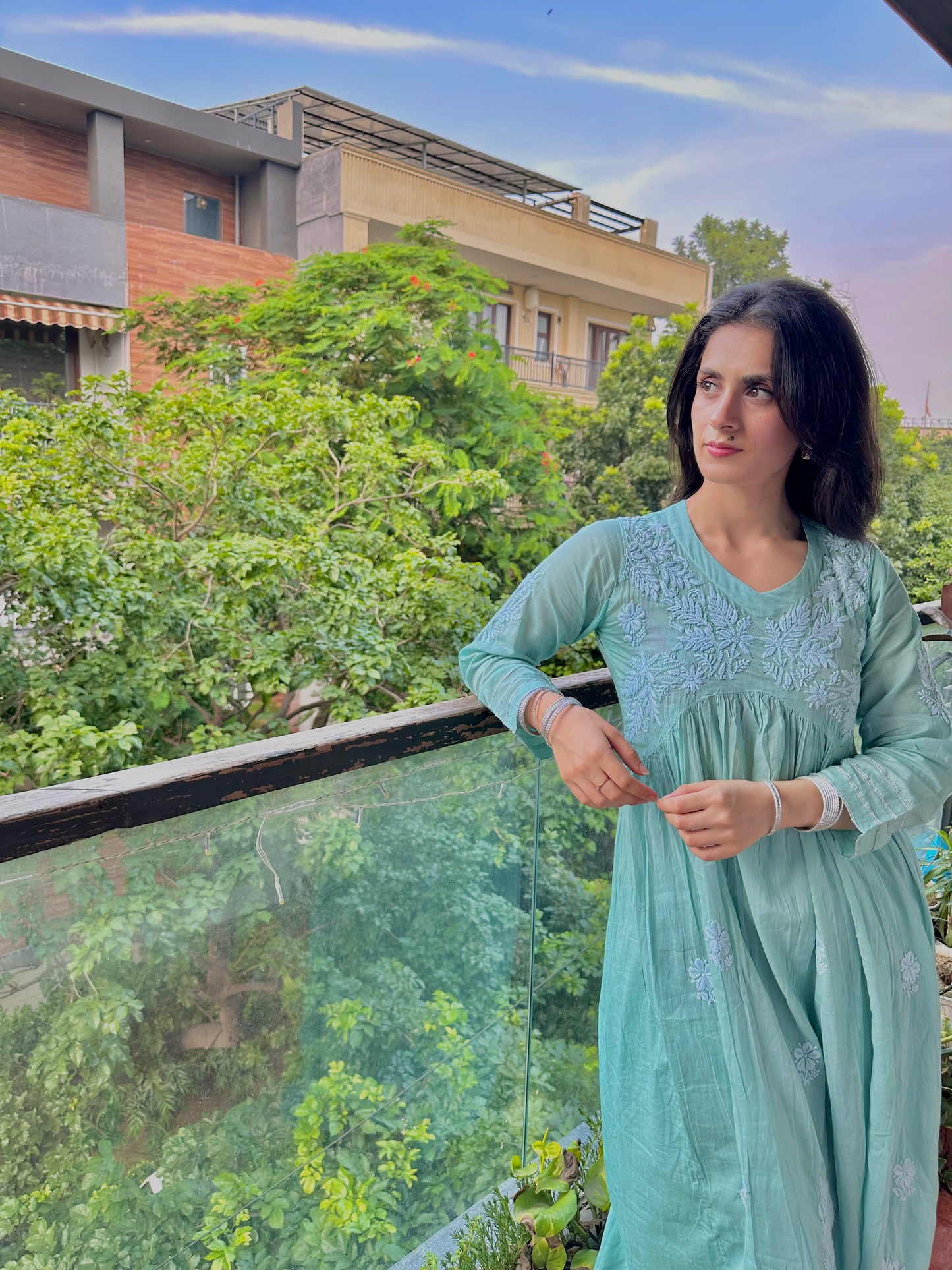 Shahi Mulmul Cotton Chikankari Kurta and Pant Set