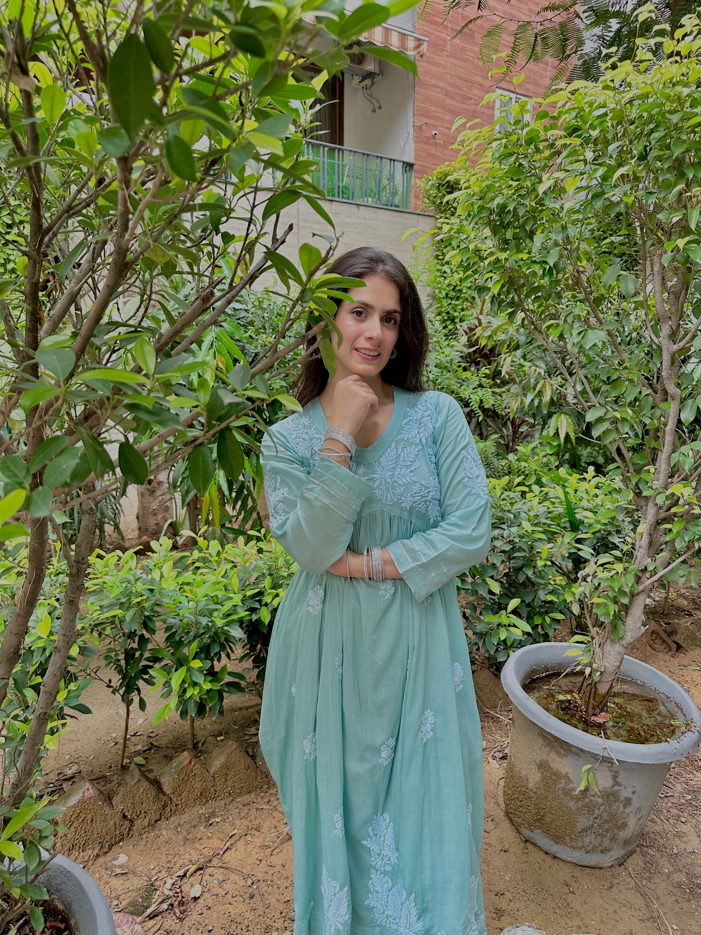 Shahi Mulmul Cotton Chikankari Kurta and Pant Set