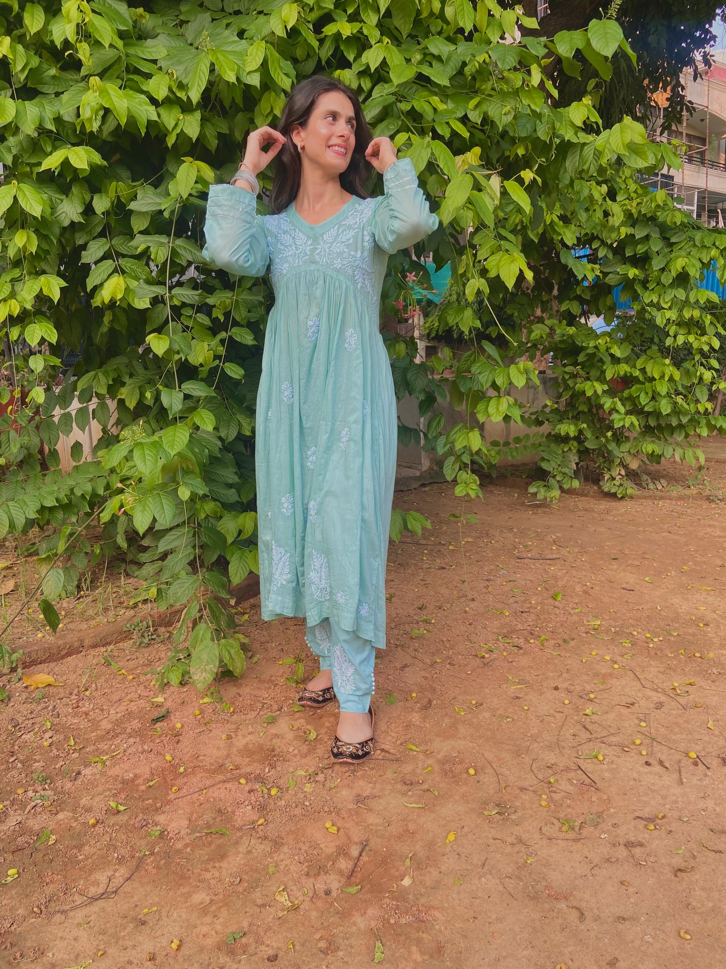 Shahi Mulmul Cotton Chikankari Kurta and Pant Set