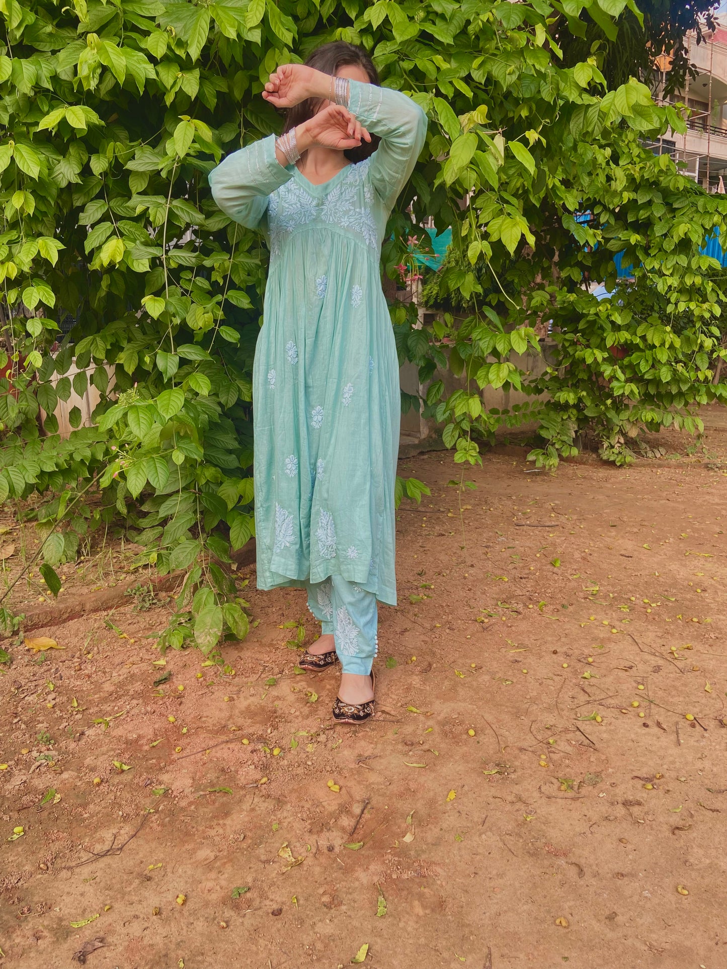 Shahi Mulmul Cotton Chikankari Kurta and Pant Set