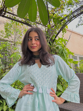 Noor Jahan Set - Modal Designer Kurti and Crushed Cotton Chikankari Sharara