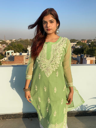 Mahira Georgette Gota Patti Kurti