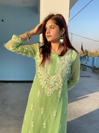 Mahira Georgette Gota Patti Kurti