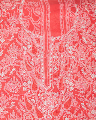 Haniya Georgette Unstitched Kurti with Jaali Work