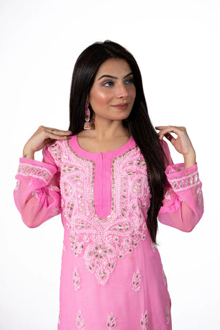 Mahira Georgette Gota Patti Kurti