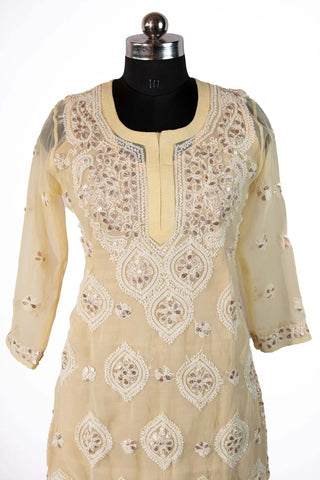 Gauhar Georgette Gota Patti Kurti