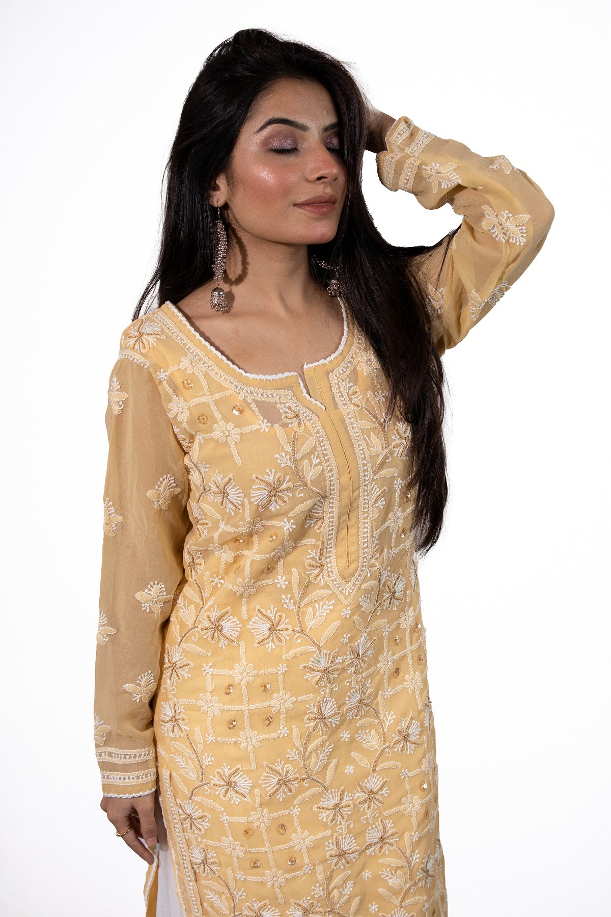 Nargis Long Georgette Kurti