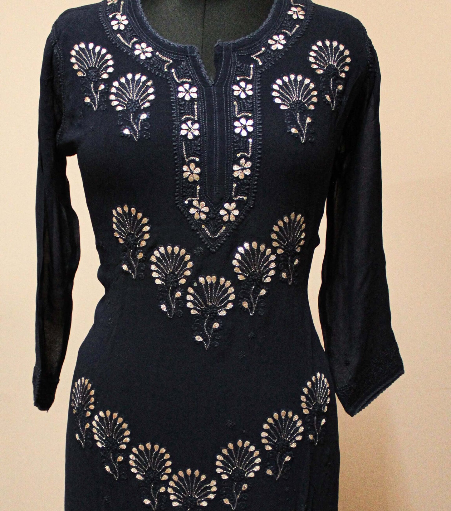 Blue pure viscos gota patti kurti