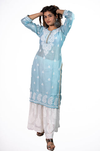 Kinza Straight Chanderi Kurti