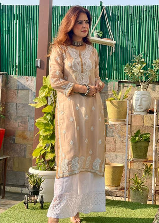 Kinza Straight Chanderi Kurti