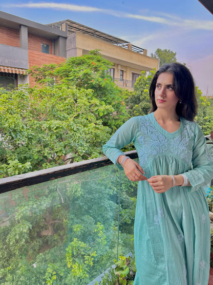 Shahi Mulmul Cotton Chikankari Kurta and Pant Set