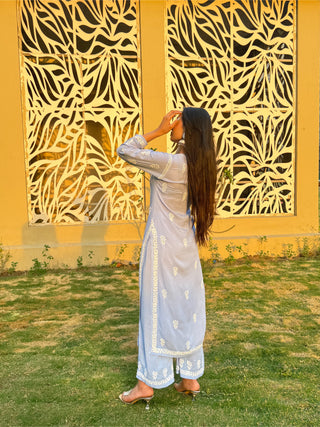 Nisa Modal Premium Kurti Set with Embroidered Plazzo Size: 32