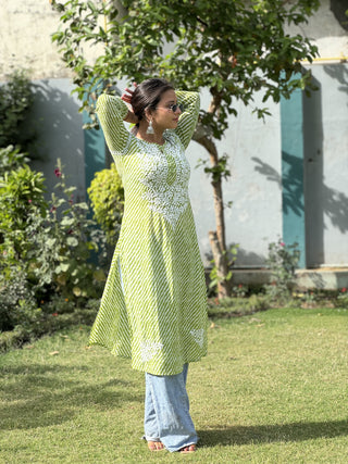 Maha Rajasthani Leheriya with Lucknavi Chikankari