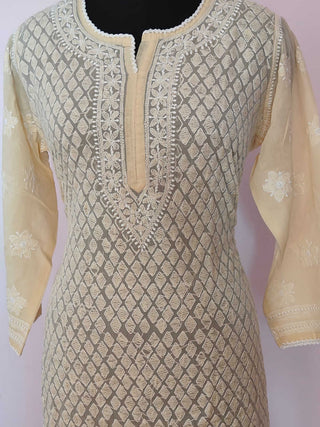 Arfa Pure Cotton Heavy Embroidery Chikankari Kurti - Elegant Ethnic Wear