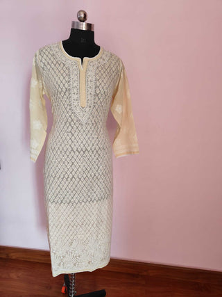 Arfa Pure Cotton Heavy Embroidery Chikankari Kurti - Elegant Ethnic Wear