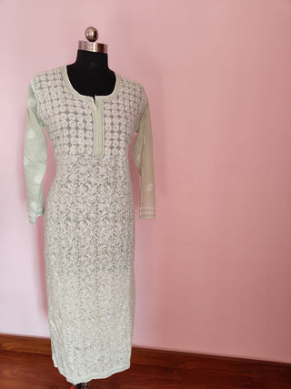 Inaya Soft Cotton Kurti with Full Jaal Chikankari - Elegant Ethnic Fashion