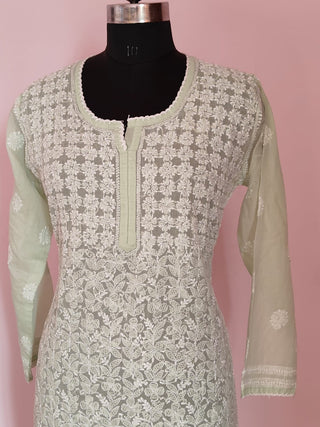 Inaya Soft Cotton Kurti with Full Jaal Chikankari - Elegant Ethnic Fashion