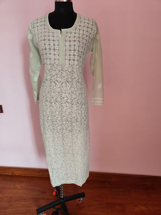 Inaya Soft Cotton Kurti with Full Jaal Chikankari - Elegant Ethnic Fashion