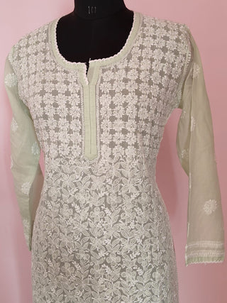 Inaya Soft Cotton Kurti with Full Jaal Chikankari - Elegant Ethnic Fashion