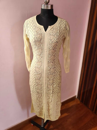 Gulnar Viscose Yellow Kurti with Gota Patti and Chikankari - Ethnic Elegance
