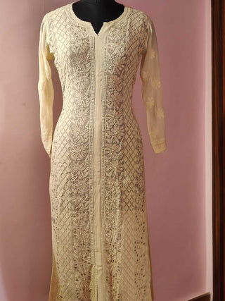 Gulnar Viscose Yellow Kurti with Gota Patti and Chikankari - Ethnic Elegance