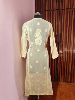 Gulnar Viscose Yellow Kurti with Gota Patti and Chikankari - Ethnic Elegance