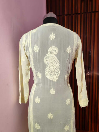 Gulnar Viscose Yellow Kurti with Gota Patti and Chikankari - Ethnic Elegance