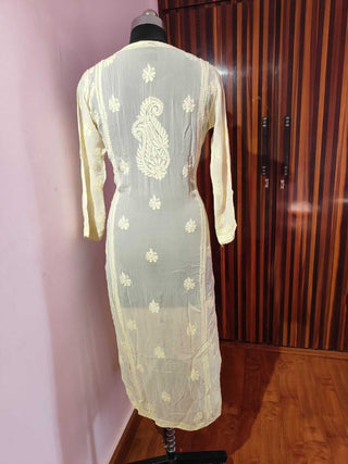 Gulnar Viscose Yellow Kurti with Gota Patti and Chikankari - Ethnic Elegance