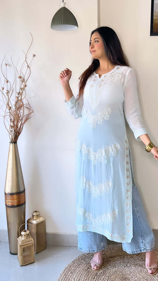 Ayyan Long Viscose kurti with Gota Patti