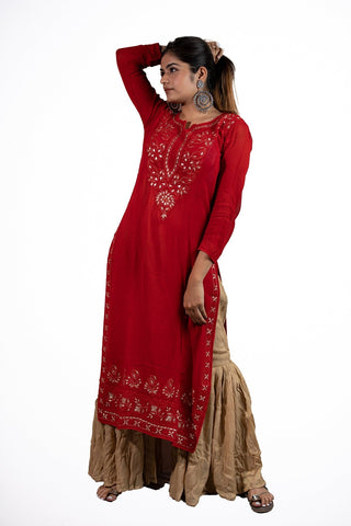 Taisha Long Viscose Kurti With Gota Patti