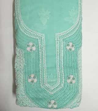 Georgette heavy chikankari unstitched three piece suit with heavy beads and cutdana work