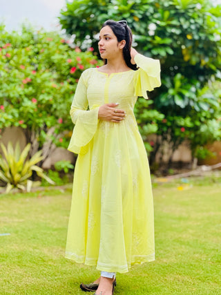 Iman Cotton Anarkali Kurti With Bell Sleeves