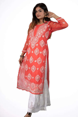 Gauhar Georgette Gota Patti Kurti