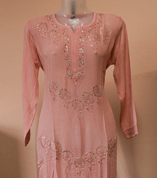 Ayyan Long Viscose kurti with Gota Patti