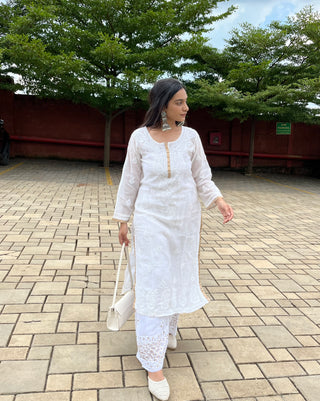 Kinza Straight Chanderi Kurti