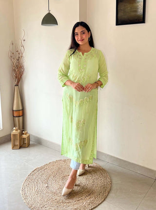 Ayyan Long Viscose kurti with Gota Patti