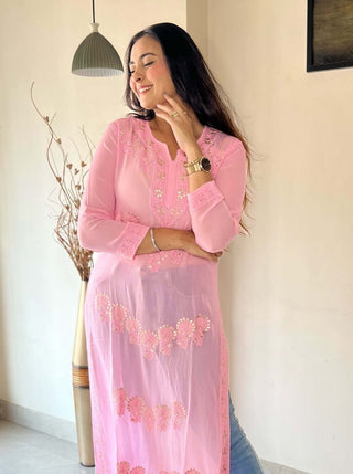 Ayyan Long Viscose kurti with Gota Patti