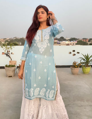 Kinza Straight Chanderi Kurti