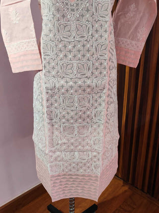 Emira Pure Cotton Chikankari Jaal Work Kurti - Exquisite Indian Ethnic Fashion