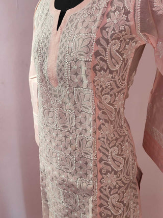 Emira Pure Cotton Chikankari Jaal Work Kurti - Exquisite Indian Ethnic Fashion