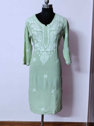 Bushra Rayon Kurti with Front Yoke and Bootis - Casual Elegance