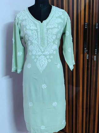 Bushra Rayon Kurti with Front Yoke and Bootis - Casual Elegance