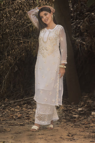 Mahira Georgette Gota Patti Kurti