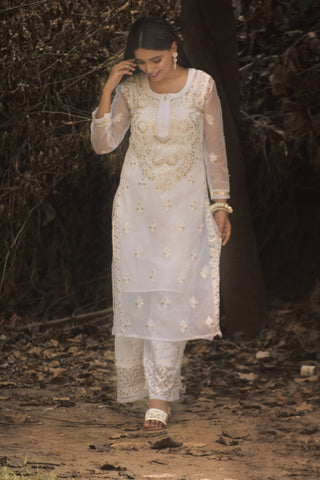 Mahira Georgette Gota Patti Kurti