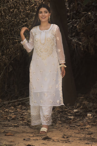 Mahira Georgette Gota Patti Kurti