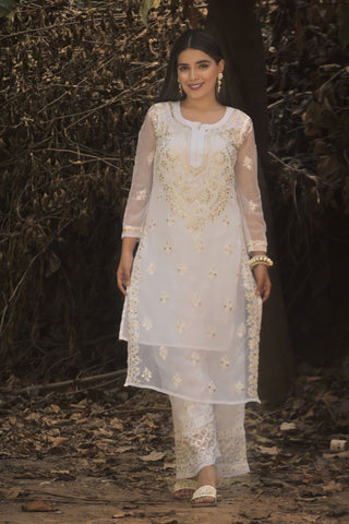 Mahira Georgette Gota Patti Kurti